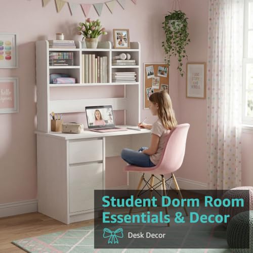 37 Inch White Desk Hutch Dorm Top Only 8 shelves Organizer For College, view 7