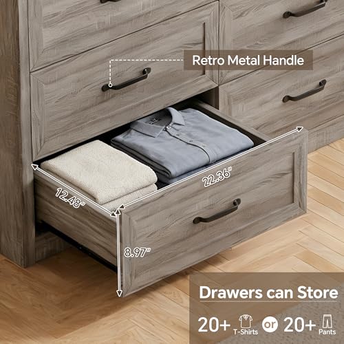Farmhouse 6 Drawer Dresser for Bedroom, view 6