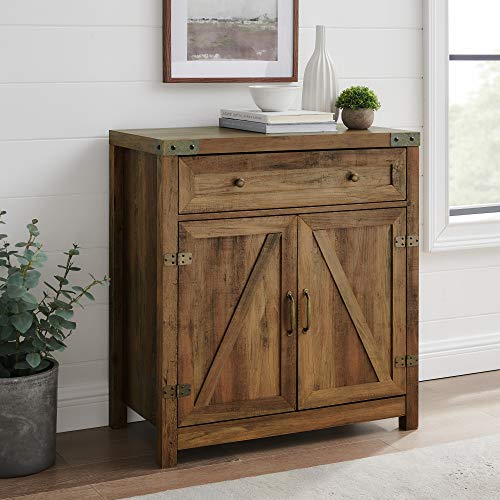 Cass Modern Farmhouse Double Barn Door Accent Cabinet, 30 Inch, Rustic Oak, view 3