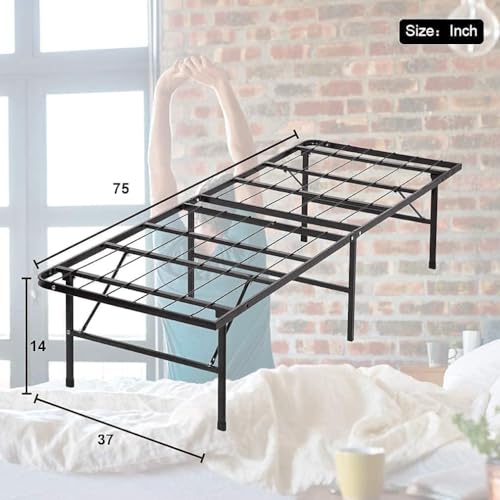 | Foldable Twin Size Bed Frame | Metal | Heavy Duty Steel Slats, view 4