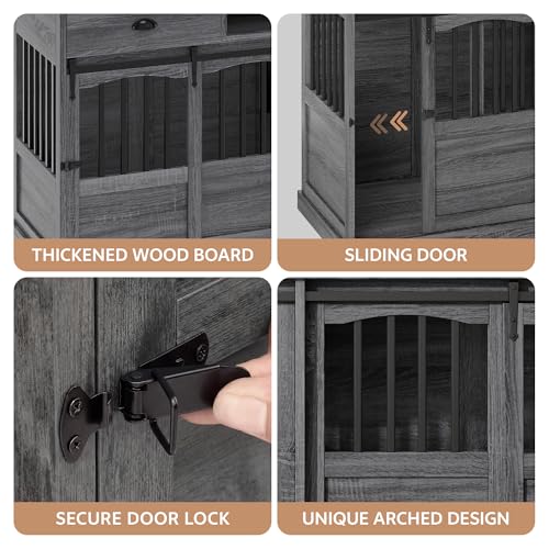 72" Double Dog Crate Furniture with Storage for 2 Medium Dogs, view 6