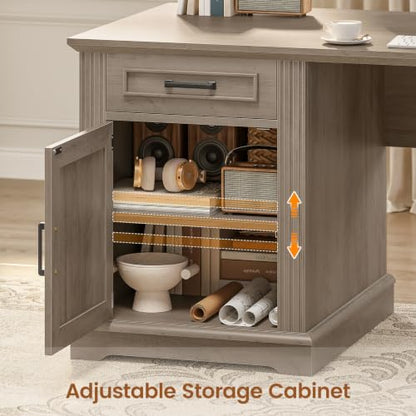 69" L Shaped Desk with Drawers and Storage, view 8