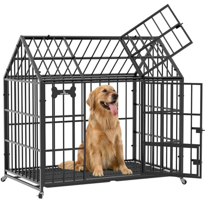42" Heavy Duty XL Dog Crate, Indoor Steel Escape-Proof Kennel, view 2