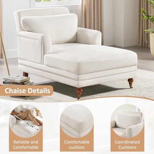 57.48'' Chaise Lounge Chair with Adjustable Backrest, Terry White, view 6