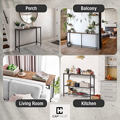 47" Narrow Long Console Table Behind Couch, Sofa Table for Entryway Living Room, Skinny Long Hallway Table, Grey Oak