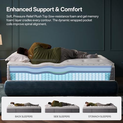DSOUL King Mattress, 14 Inch Medium Firm Hybrid with Motion Isolation, view 5