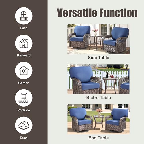 Patio Tables Wicker Side Table, Outdoor End Table with Storage Shelf, Patio Furniture Side Table for Sofa, Swivel Chairs, Garden, Balcony - Dark Brown