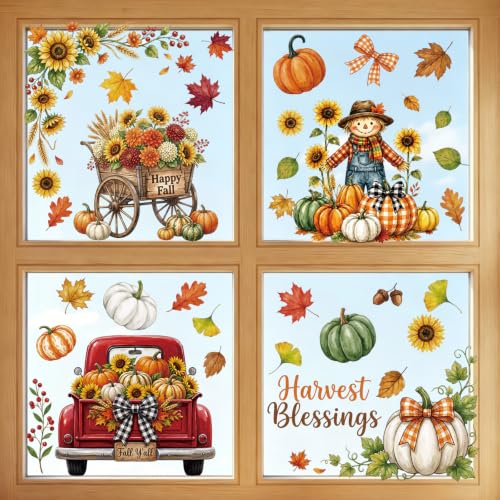 Fall Window Clings Decor Autumn Harvest Thanksgiving Decorations Stickers, view 8