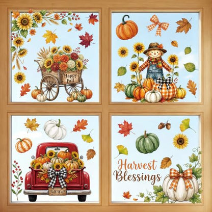 Fall Window Clings Decor Autumn Harvest Thanksgiving Decorations Stickers, view 8