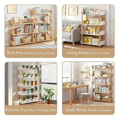 3-Tier Wooden Open Bookcase - Modern Display Bookshelf with Top Edge and Solid Wood Frame for Home and Office, Storage Cabinet, Oak