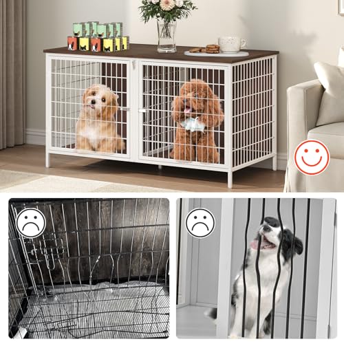 Dog Crate Furniture for 2 Dogs, 43.3" Dog Kennel with Removable Divider, view 7