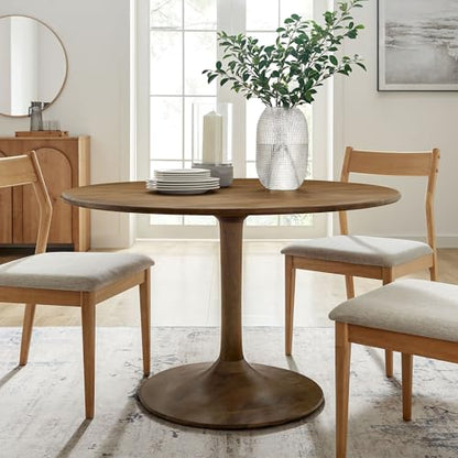 Lippa 48Inch Round Dining Table Solid Wood Natural Finish Modern Kitchen Room Entertaining Home Furniture Quality Stylish Elegant Durable Refined Versatile Contemporary