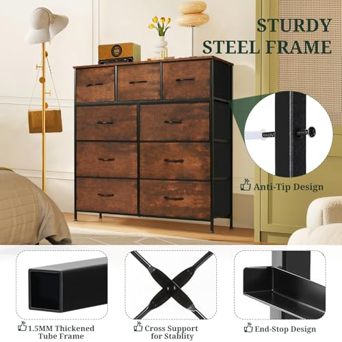 9-Drawer Dresser for Bedroom, Anti-Tip Tall Storage Organizer, view 5