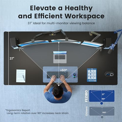 63 x 37 Inch Large Electric Standing Desk 1" Thick Desktop, Black, view 5