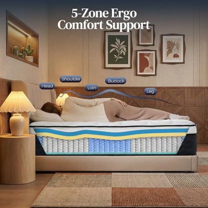 Queen Mattress 12 Inch, Medium Firm Hybrid Queen Size Mattress in a Box, view 5