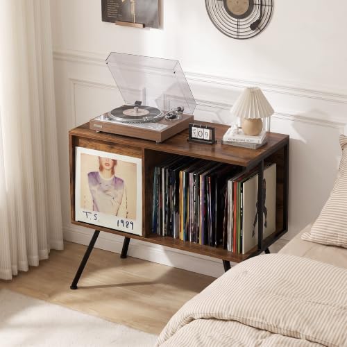 Flip Top Record Player Stand with Vinyl Storage Up to 150 Albums, view 6