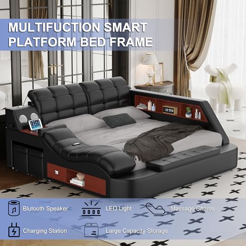 Multifunction Smart King Bed Frame, view 4