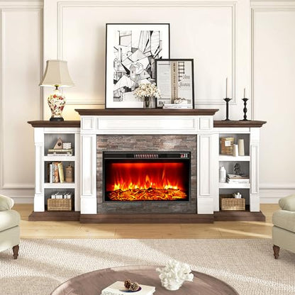 80" Fireplace TV Stand for TVs Up to 90 Inch, Electric Fireplace with Mantel, view 3
