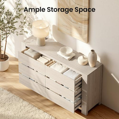 55'' Modern 6 Drawers Dresser for Bedroom with Charging Station, view 4