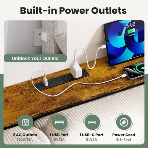 78" Sofa Table with Built-in Power Strip (2 AC Outlets & 2 USB Ports) – 4.9ft, view 5