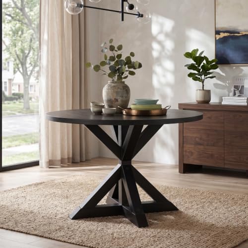 Windvale Cross-Buck Base Dining Table, Black