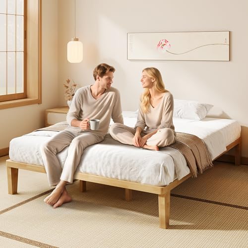 IOTXY Queen Platform Bed Frame - 12" Solid Wood Mattress Foundation Base, view 4