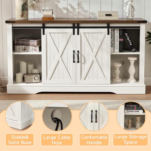 58" Fireplace TV Stand for TV up to 65 Inch with Farmhouse Tall Sliding Barn, view 7