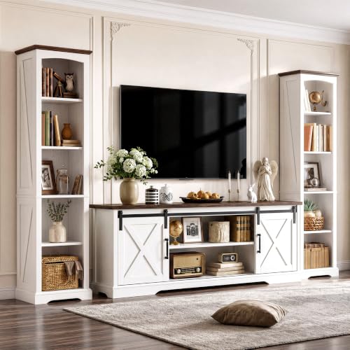 70" Tall Narrow 5-Tier Bookshelf, Farmhouse Bookcase White, view 5