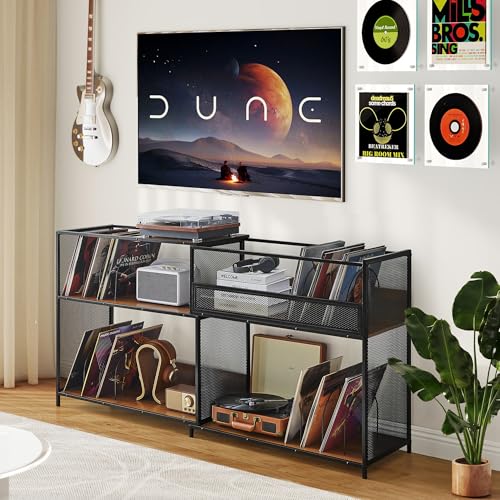Record Player Stand with Vinyl Storage Cabinet, view 2