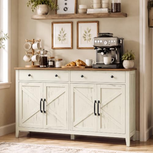 Farmhouse Buffet Cabinet, Coffee Bar with 2 Drawers, view 2