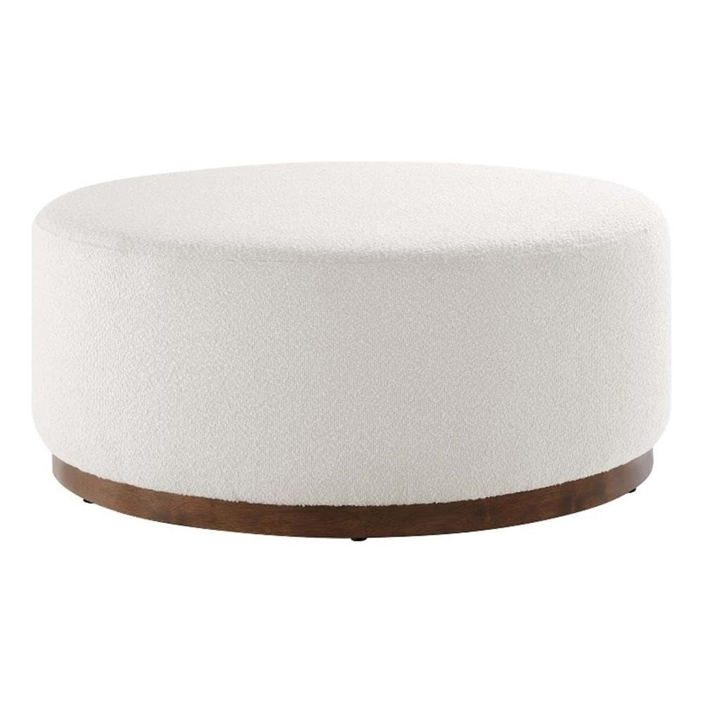 Large 38" Round Boucle Upholstered Upholstered Ottoman