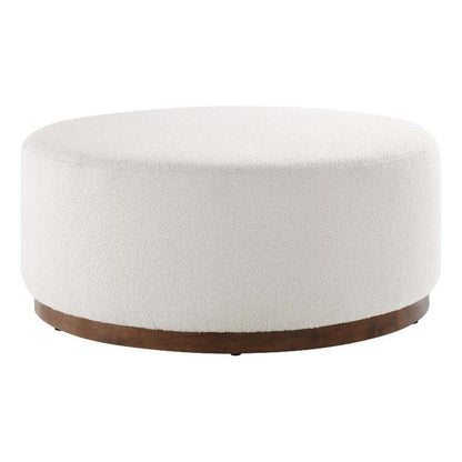 Large 38" Round Boucle Upholstered Upholstered Ottoman