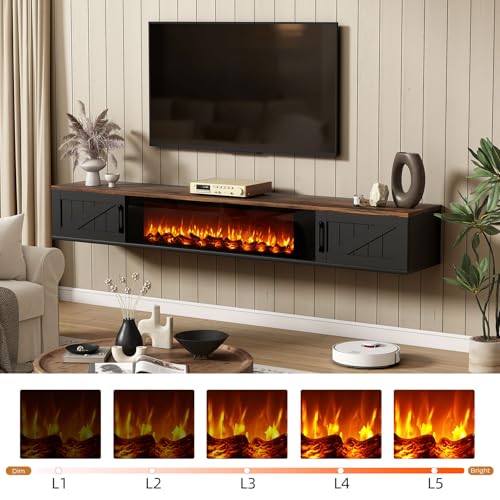 Floating TV Stand with 36" Electric Fireplace, view 8