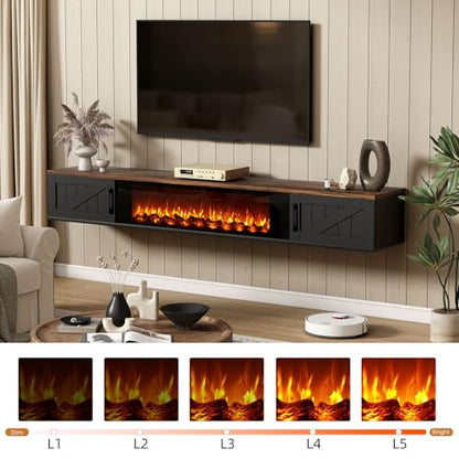 Floating TV Stand with 36" Electric Fireplace, view 8
