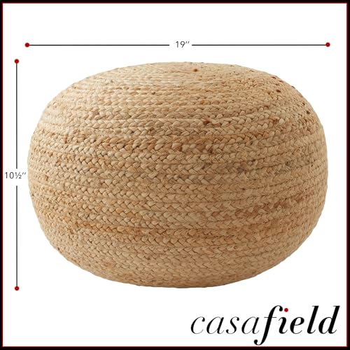 Hand-Braided Jute Pouf Ottoman Footrest, 19" W x 19" D x 10-1/2" H, Round, view 5