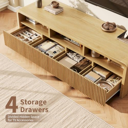 70" Fluted TV Stand with 4 Deep Drawers, view 4