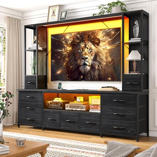 78.6" W LED TV Stand Fits to 55/60/65 inch TVs with 11 Drawers, view 2