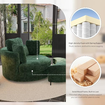49.6''W Oversized Swivel Barrel Chair with Storage Ottoman, view 7