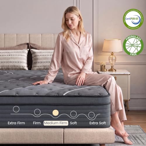 Queen Mattress 12 Inch Hybrid Mattress, Pocket Coils Memory Foam, view 8