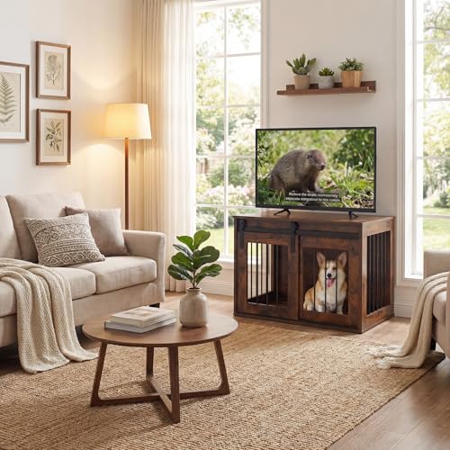 Farmhouse Wooden Dog Crate Furniture, view 3
