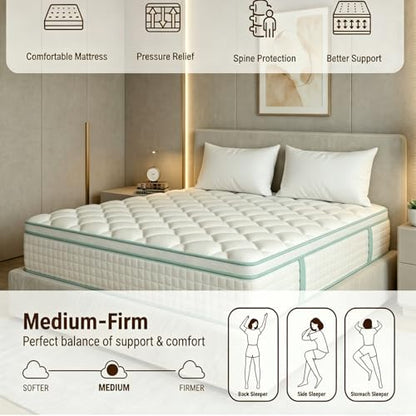 Twin Size Mattress 10 Inch, Hybrid Mattresses Medium Firm Mattress Bed in a Box, view 7