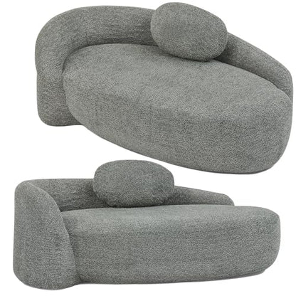 67" Oval Chaise Lounge Chair Indoor with Curved Back Pillows, view 8