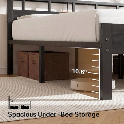 Full Size Wooden Bed Frame with Lights, view 7