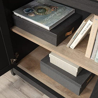 Cottage Road Book Shelf, Bookshelf with Storage, Library Bookcase with Doors and Adjustable Shelves, in Raven Oak Finish