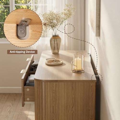 6 Drawer Dresser for Bedroom, 47'' Wide Chest of Drawers, Natural Oak, view 6