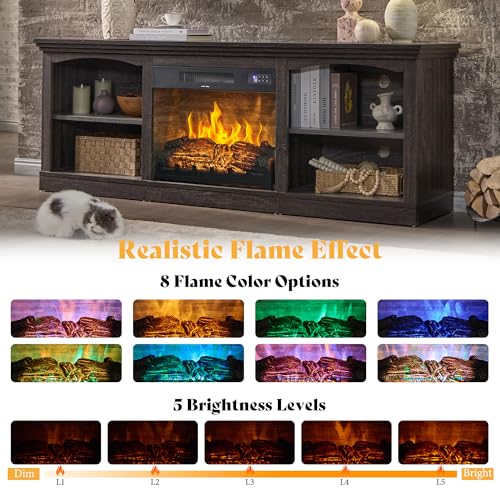 70" Fireplace TV Stand for TVs up to 80" One-Box Delivery, view 4