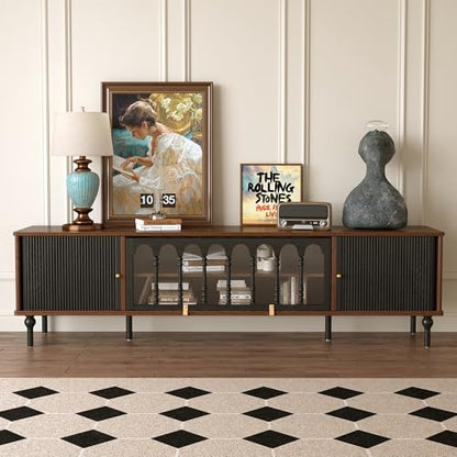 78" Mid Century Modern TV Stand, Solid Wood TV Console, view 4