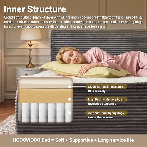 Boneless Bed Frame with Mattress Queen Size, view 8