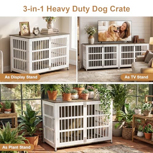 46" XXL Dog Crate Furniture for for Large & Medium Dogs with Wheels, view 4