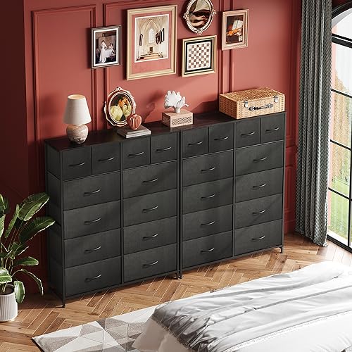 12 Drawer Tall Black Fabric Dresser Bedroom Storage Chest, view 5